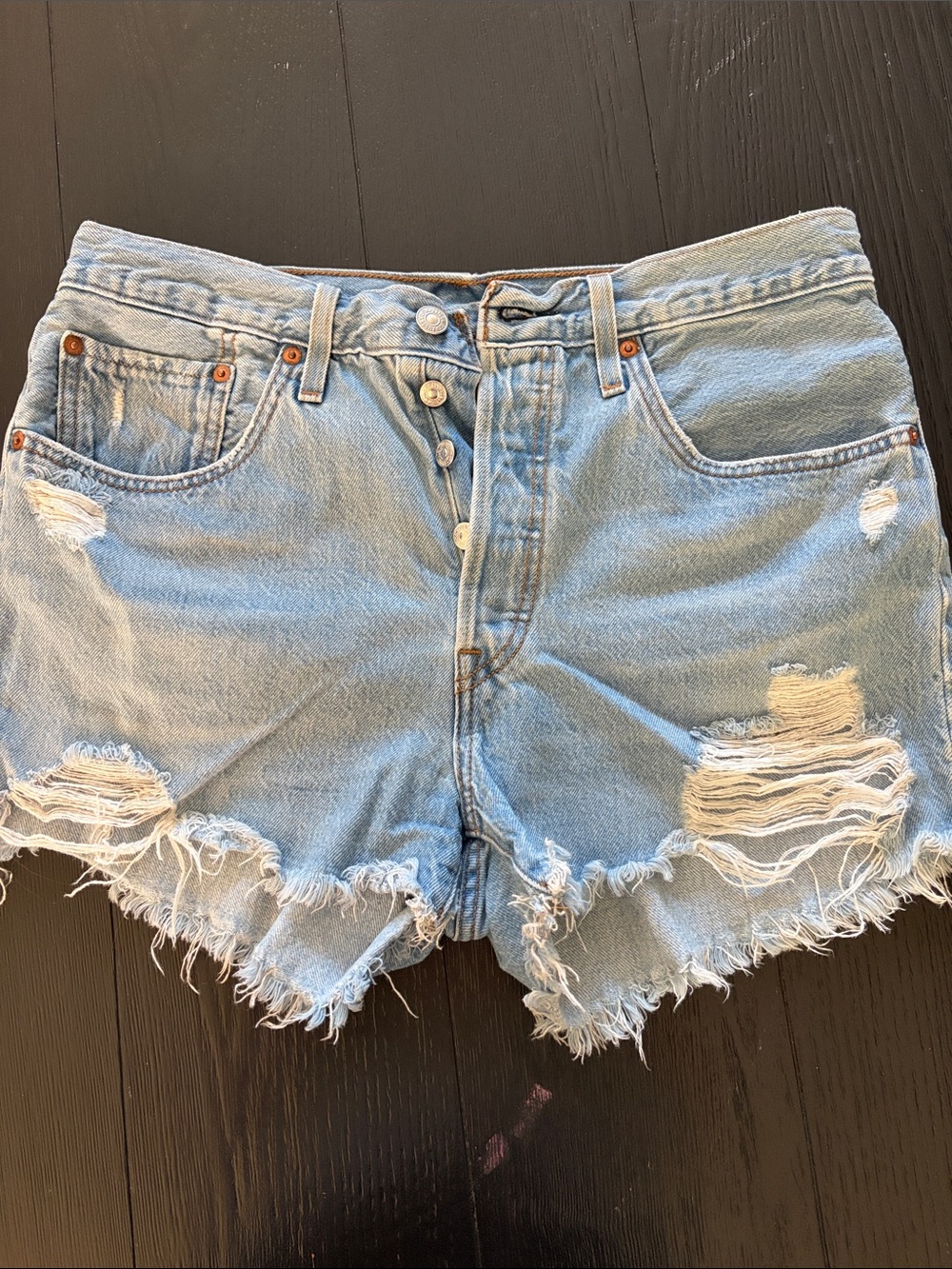 Levi's Light Blue Distressed Cutoff Denim Shorts